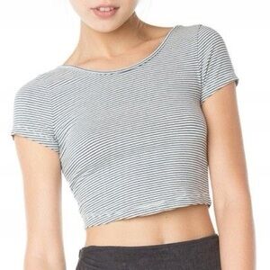 Brandy Melville Striped Navy and White Giselle Crop Top
